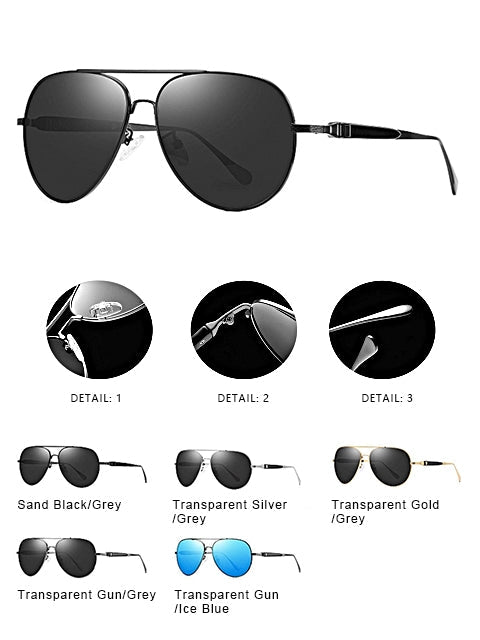 Polarized Fashion Sunglasses with Double Bar Flat Stainless Metal Frame(0989)