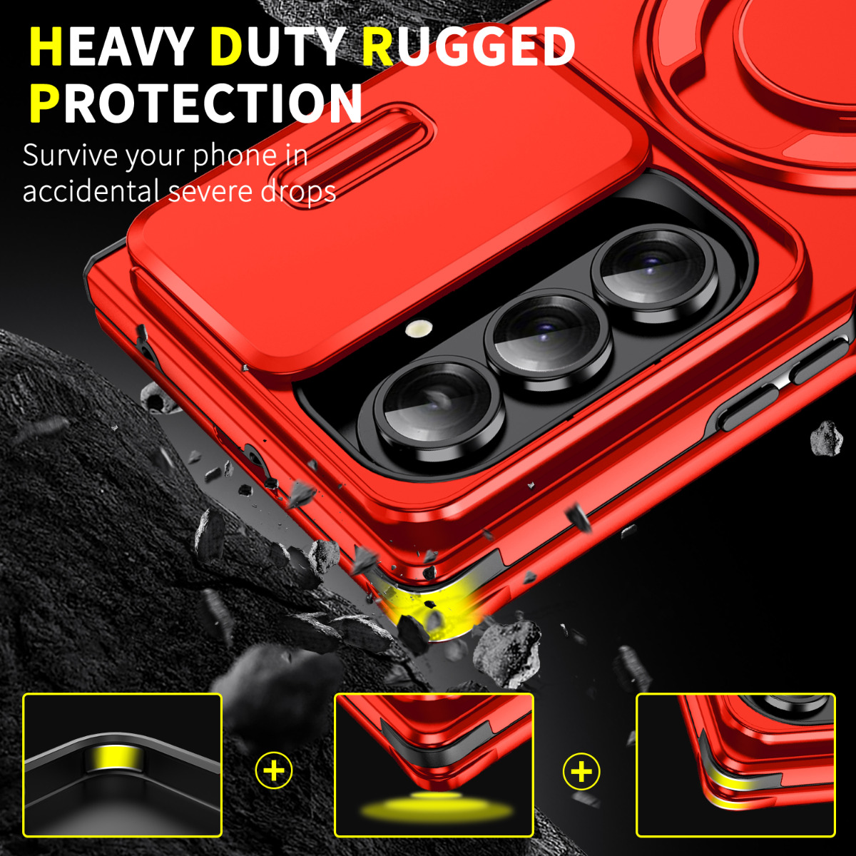 Samsung Galaxy  Z  Fold 7  Sliding Window Ring Holder Mobile Phone Case