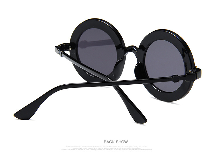 Cute Bee Style Vintage Letter Designer Eyewear Frame Round Sunglasses (15891*Ma)-Black