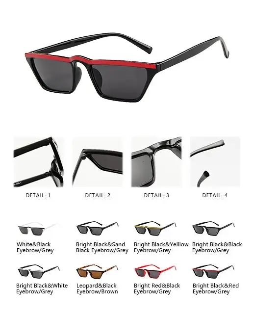 Fashion Small Cat Eye Sunglasses Vintage Square Shade Eye wear(9791*Gu)