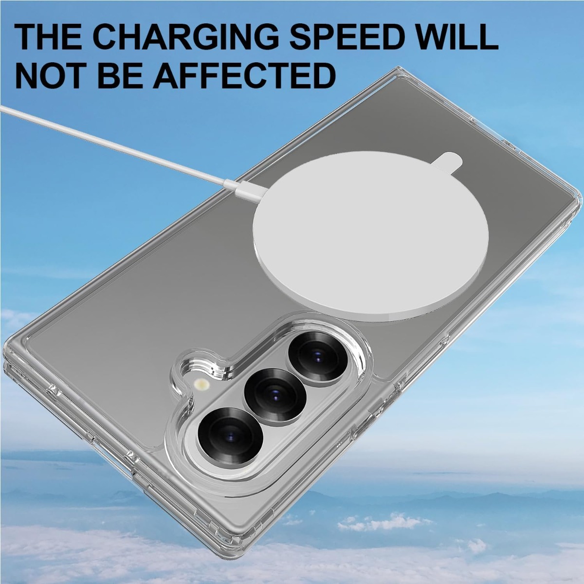 Samsung Galaxy Z Fold 7  Transparent Magnet Case Support Wireless Charging-Clear