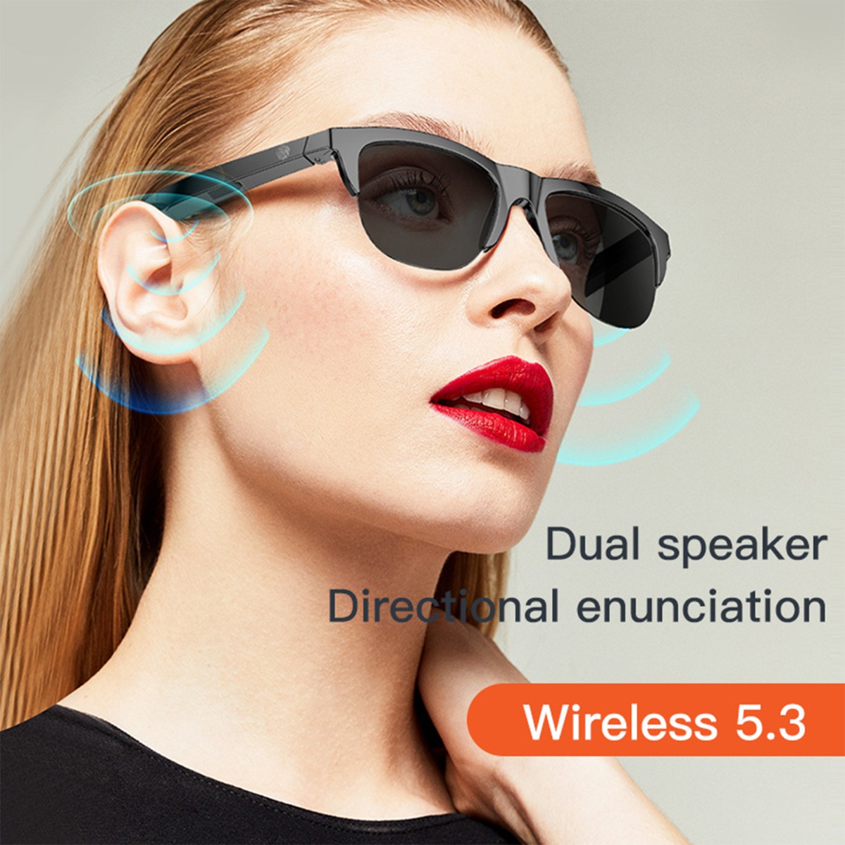 Bluetooth Sunglasses Wireless Glasses Headphone-Black