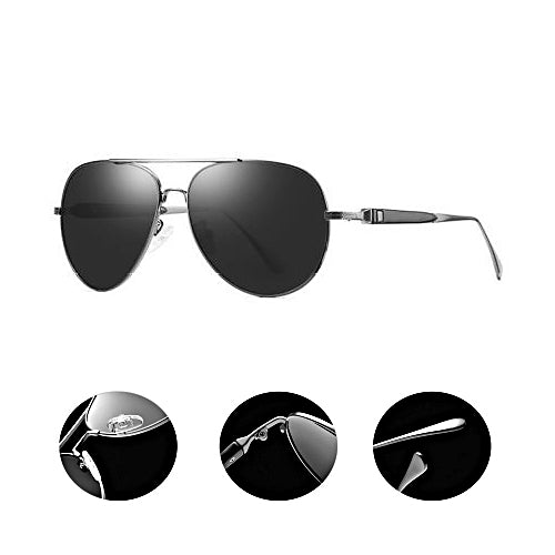 Polarized Fashion Sunglasses with Double Bar Flat Stainless Metal Frame(0989)