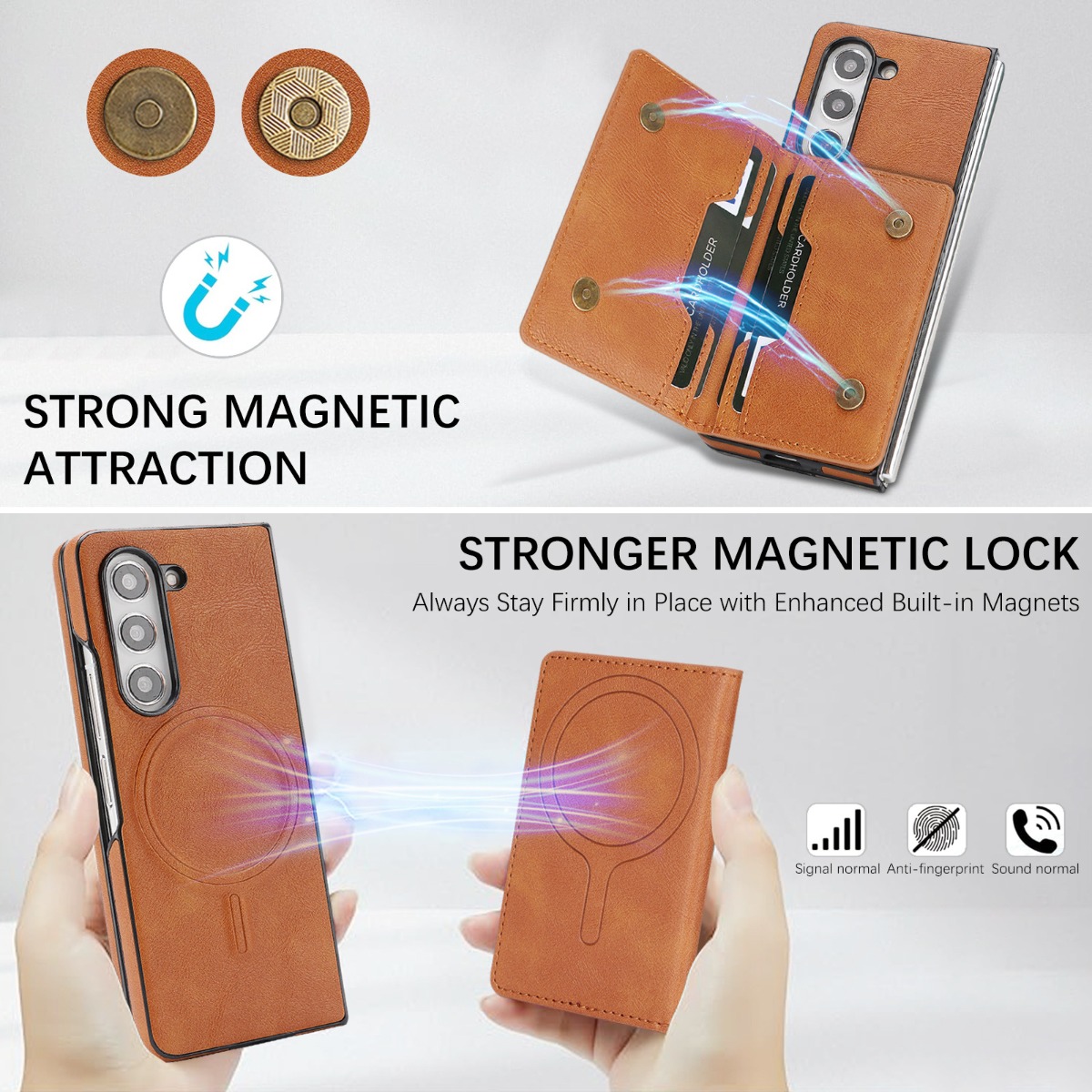 Samsung galaxy Z Fold 7,2 in 1 Magnetic Wallet Case Cards Holder Kickstand Wireless Charging Bumper
