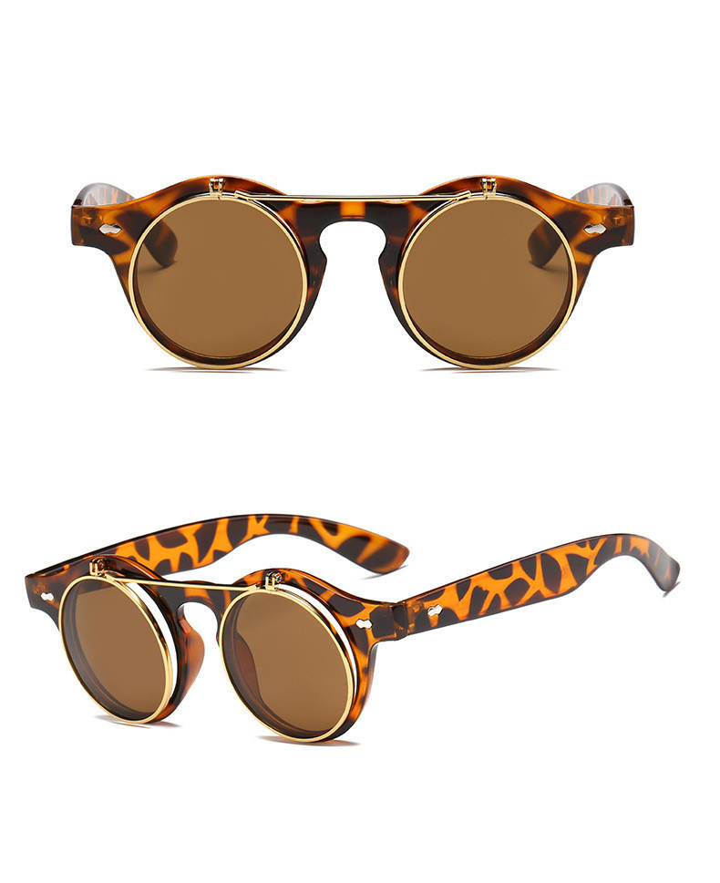 Vintage Retro Round Sunglasses Plastic Circle Frame(5005*Ling)-Dark Brown