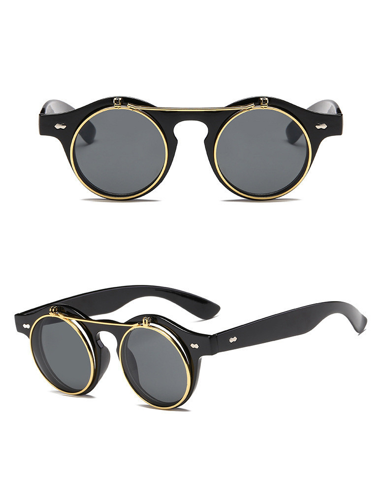 Vintage Retro Round Sunglasses Plastic Circle Frame(5005*Ling)-BK